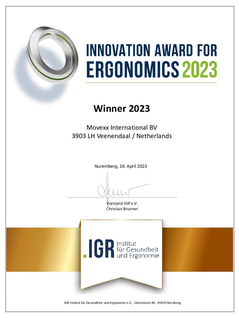 Certificate Igr Winner Innovation Award 2023 Movexx International Bv Pdf 768x1024